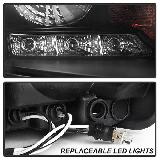 LED Halo Black Projector Headlights <br>01-03 Chrysler Sebring 01-06 Dodge Stratus