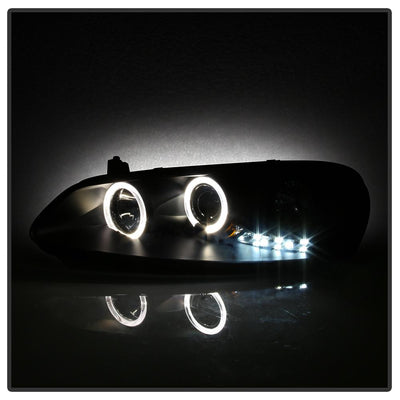 LED Halo Black Projector Headlights <br>01-03 Chrysler Sebring 01-06 Dodge Stratus