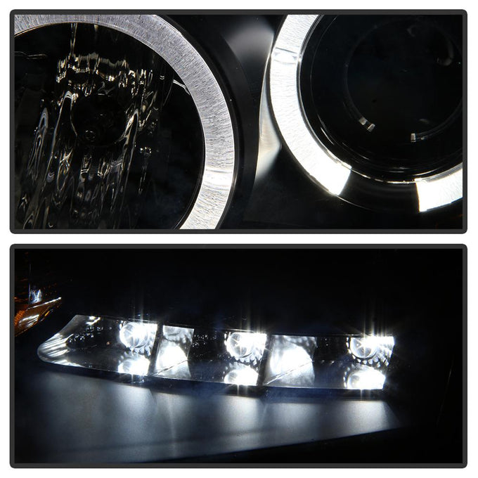 LED Halo Black Projector Headlights <br>01-03 Chrysler Sebring 01-06 Dodge Stratus