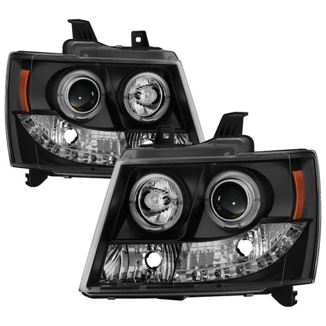 LED Halo Black Projector Headlights <br>07-14 Chevy Avalanche Suburban 1500 2500