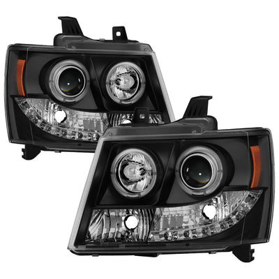 LED Halo Black Projector Headlights <br>07-14 Chevy Avalanche Suburban 1500 2500