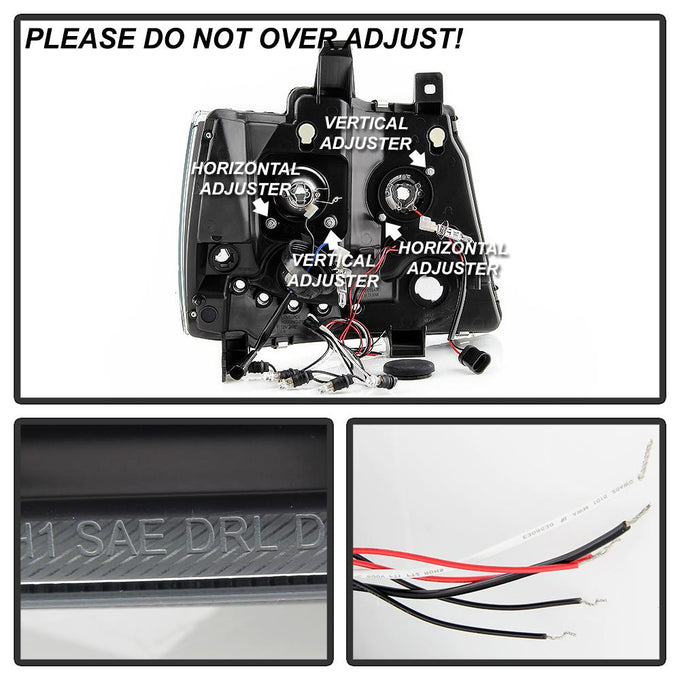 LED Halo Black Projector Headlights <br>07-14 Chevy Avalanche Suburban 1500 2500