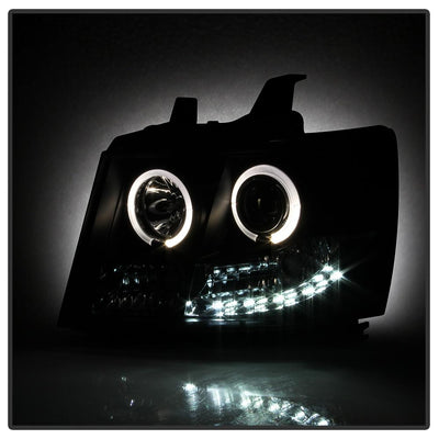 LED Halo Black Projector Headlights <br>07-14 Chevy Avalanche Suburban 1500 2500