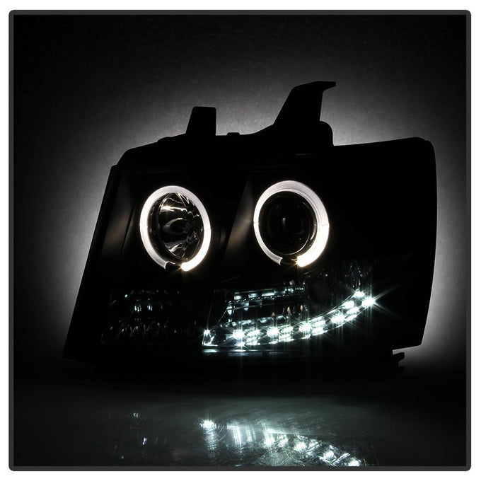LED Halo Black Projector Headlights <br>07-14 Chevy Avalanche Suburban 1500 2500