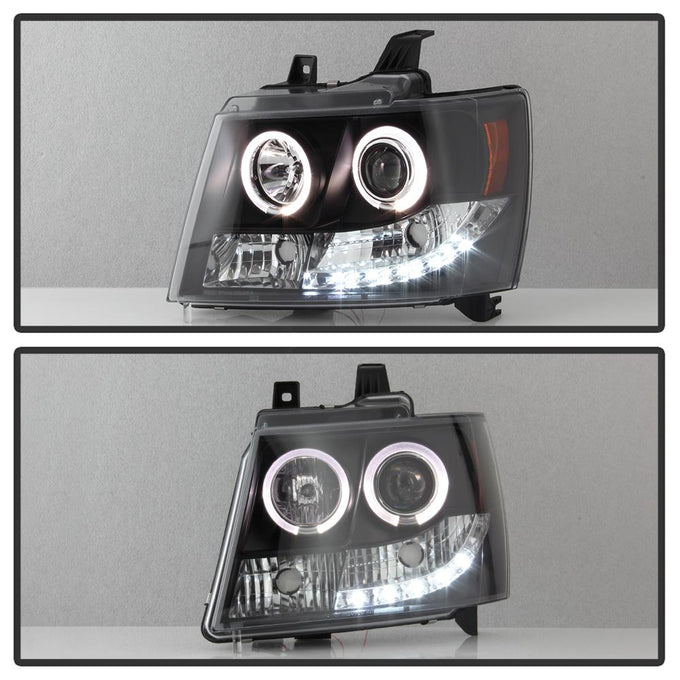 LED Halo Black Projector Headlights <br>07-14 Chevy Avalanche Suburban 1500 2500