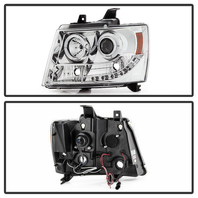 LED Halo Chrome Projector Headlights <br>07-14 Chevy Avalanche Suburban 1500 2500