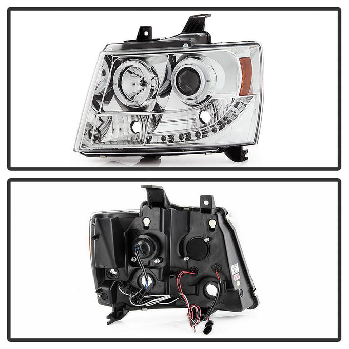 LED Halo Chrome Projector Headlights <br>07-14 Chevy Avalanche Suburban 1500 2500