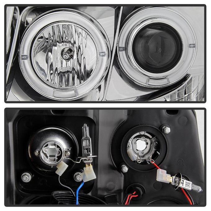 LED Halo Chrome Projector Headlights <br>07-14 Chevy Avalanche Suburban 1500 2500