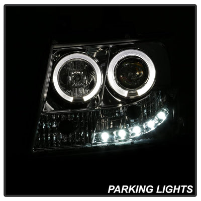 LED Halo Chrome Projector Headlights <br>07-14 Chevy Avalanche Suburban 1500 2500