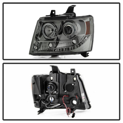 LED Halo Smoke Projector Headlights <br>07-14 Chevy Avalanche Suburban 1500 2500