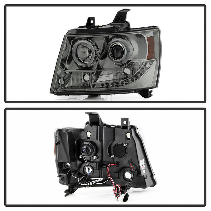 LED Halo Smoke Projector Headlights <br>07-14 Chevy Avalanche Suburban 1500 2500