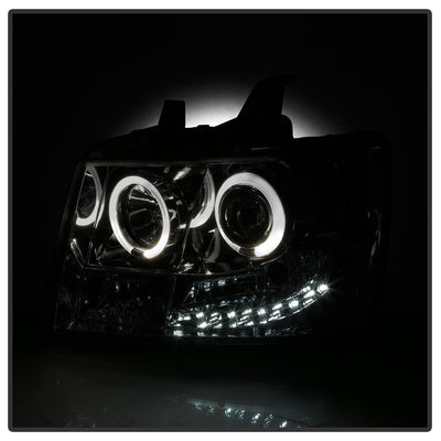 LED Halo Smoke Projector Headlights <br>07-14 Chevy Avalanche Suburban 1500 2500