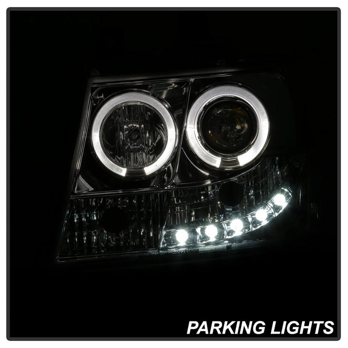 LED Halo Smoke Projector Headlights <br>07-14 Chevy Avalanche Suburban 1500 2500