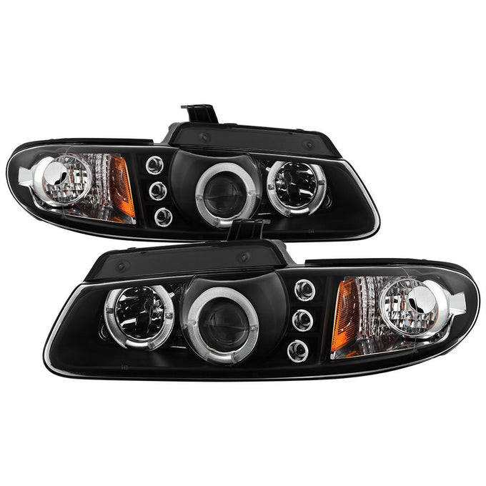 LED Halo Black Projector Headlights <br>96-97 Chrysler Town & Country, 96-00 Dodge Caravan