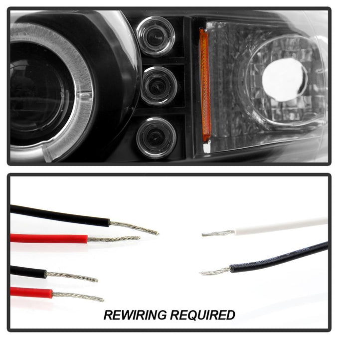 LED Halo Black Projector Headlights <br>96-97 Chrysler Town & Country, 96-00 Dodge Caravan
