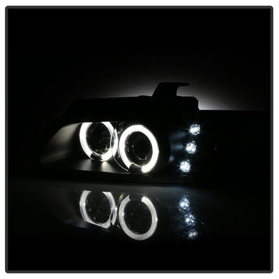 LED Halo Black Projector Headlights <br>96-97 Chrysler Town & Country, 96-00 Dodge Caravan