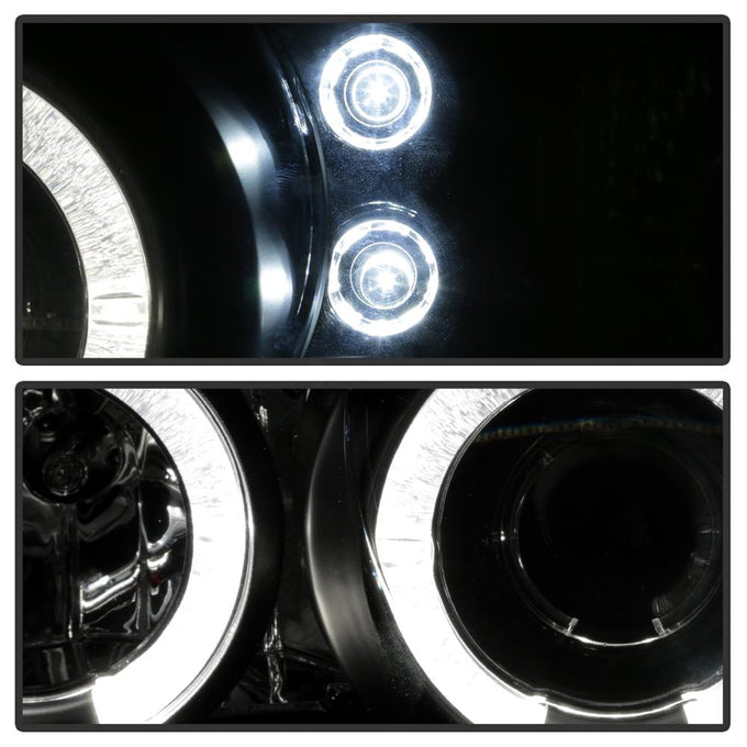 LED Halo Black Projector Headlights <br>96-97 Chrysler Town & Country, 96-00 Dodge Caravan