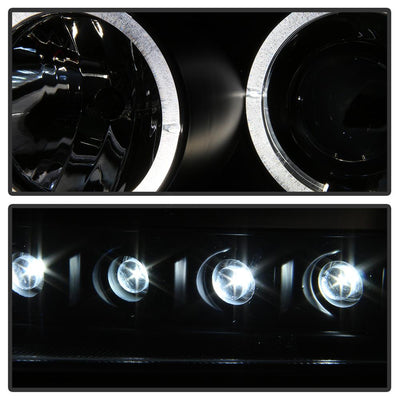 LED Halo Black Projector Headlights <br>06-10 Dodge Charger