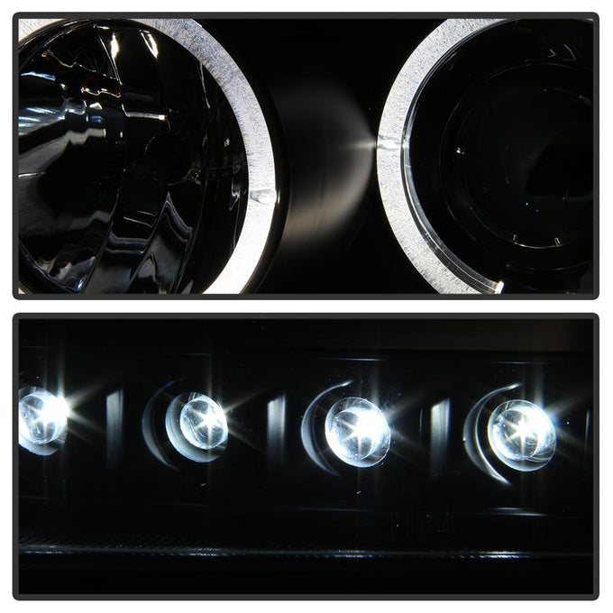 LED Halo Black Projector Headlights <br>06-10 Dodge Charger