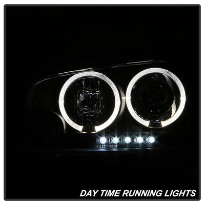 LED Halo Black Projector Headlights <br>06-10 Dodge Charger