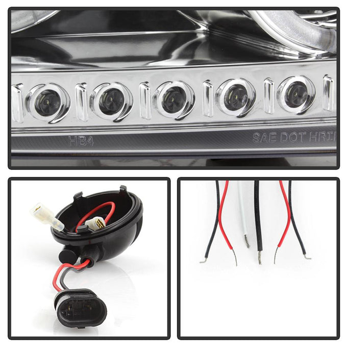 LED Halo Chrome Projector Headlights <br>06-10 Dodge Charger