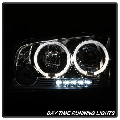 LED Halo Chrome Projector Headlights <br>06-10 Dodge Charger