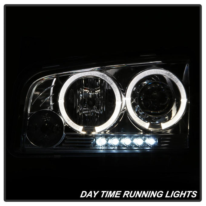 LED Halo Chrome Projector Headlights <br>06-10 Dodge Charger