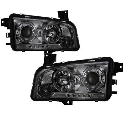 LED Halo Smoke Projector Headlights <br>06-10 Dodge Charger
