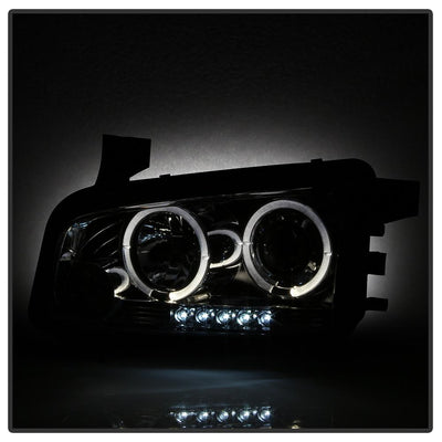 LED Halo Smoke Projector Headlights <br>06-10 Dodge Charger
