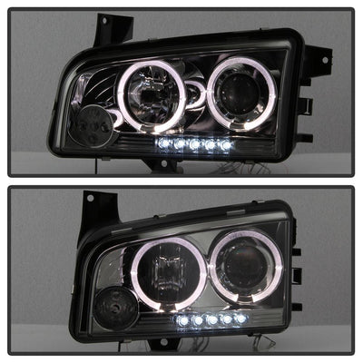LED Halo Smoke Projector Headlights <br>06-10 Dodge Charger