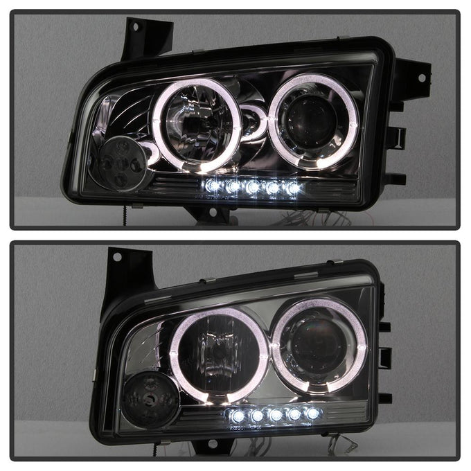 LED Halo Smoke Projector Headlights <br>06-10 Dodge Charger