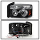 LED Halo Black Projector Headlights <br>05-07 Dodge Dakota