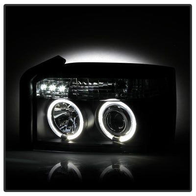 LED Halo Black Projector Headlights <br>05-07 Dodge Dakota