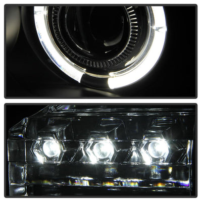 LED Halo Black Projector Headlights <br>05-07 Dodge Dakota