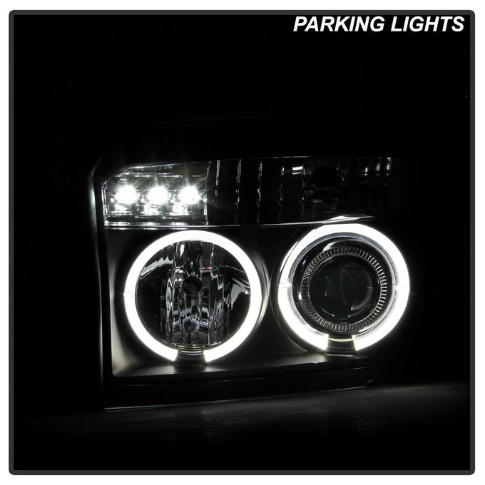 LED Halo Black Projector Headlights <br>05-07 Dodge Dakota