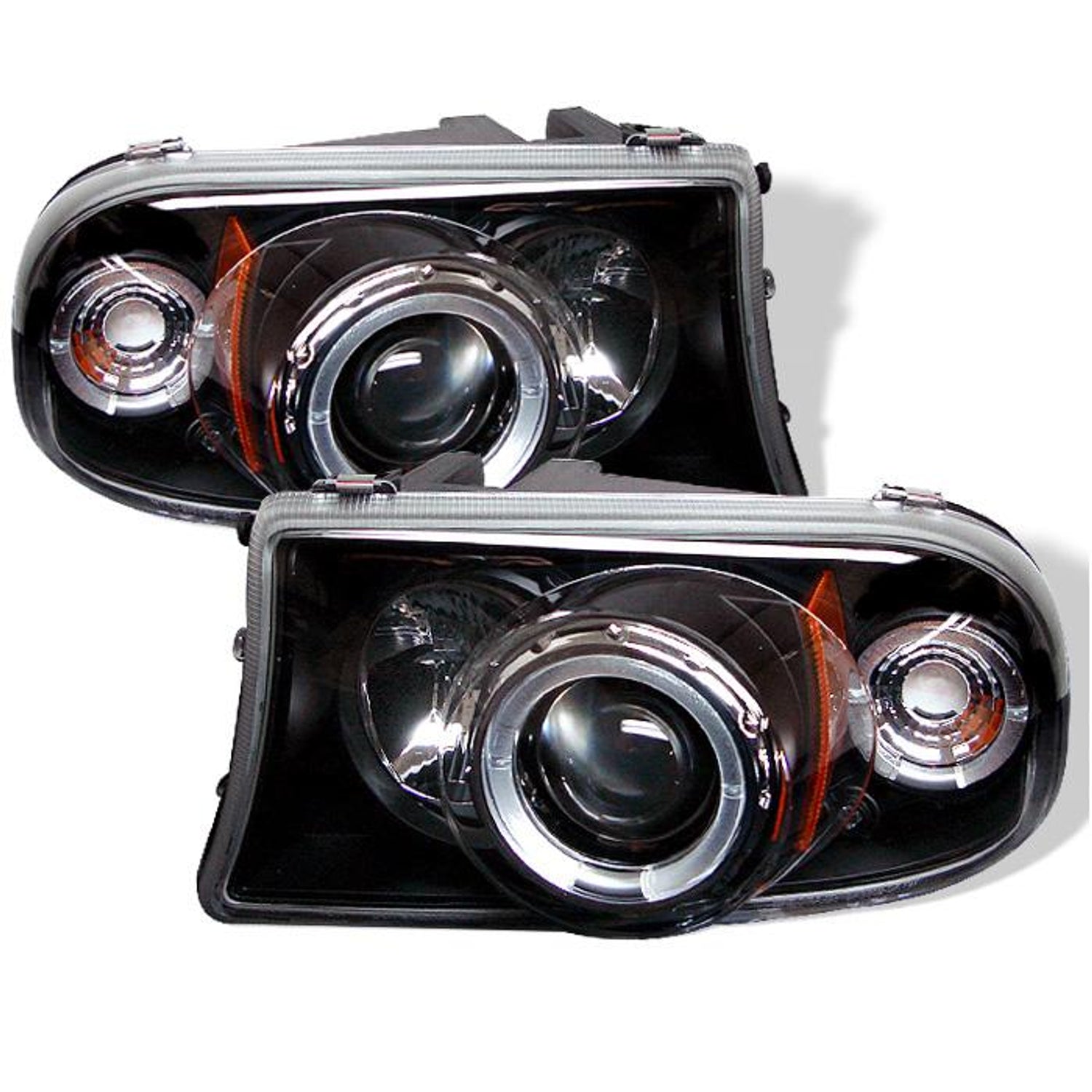 LED Halo Black Projector Headlights <br>97-04 Dodge Dakota 98-03 Dodge Durango