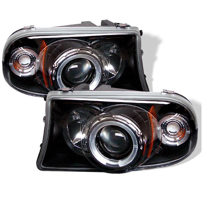 LED Halo Black Projector Headlights <br>97-04 Dodge Dakota 98-03 Dodge Durango
