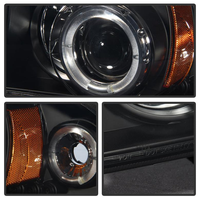 LED Halo Black Projector Headlights <br>97-04 Dodge Dakota 98-03 Dodge Durango