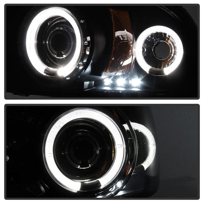LED Halo Black Projector Headlights <br>97-04 Dodge Dakota 98-03 Dodge Durango