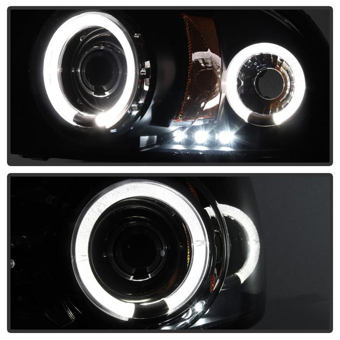 LED Halo Black Projector Headlights <br>97-04 Dodge Dakota 98-03 Dodge Durango