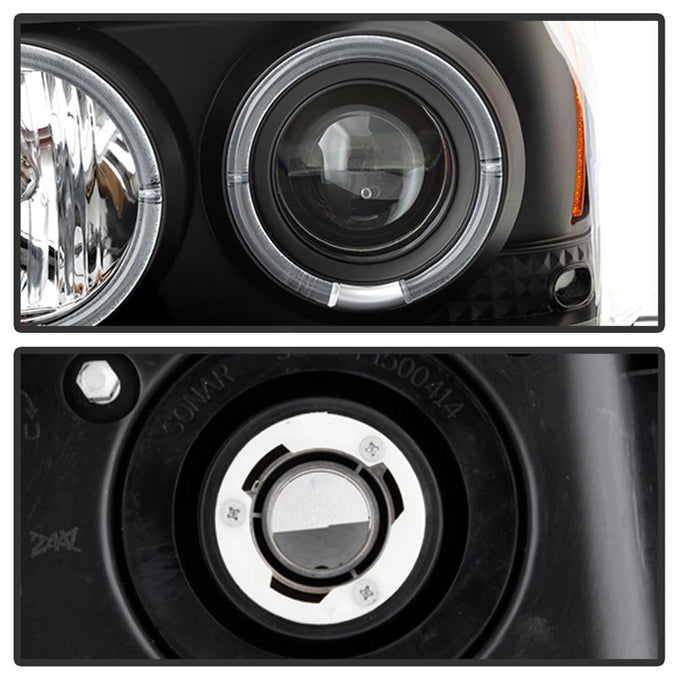 LED Halo Black Projector Headlights <br>05-07 Dodge Magnum