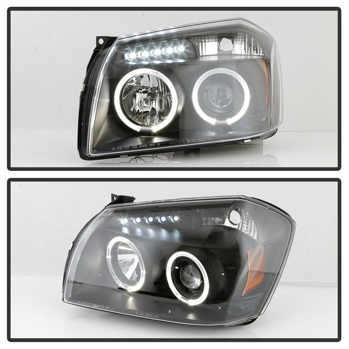 LED Halo Black Projector Headlights <br>05-07 Dodge Magnum