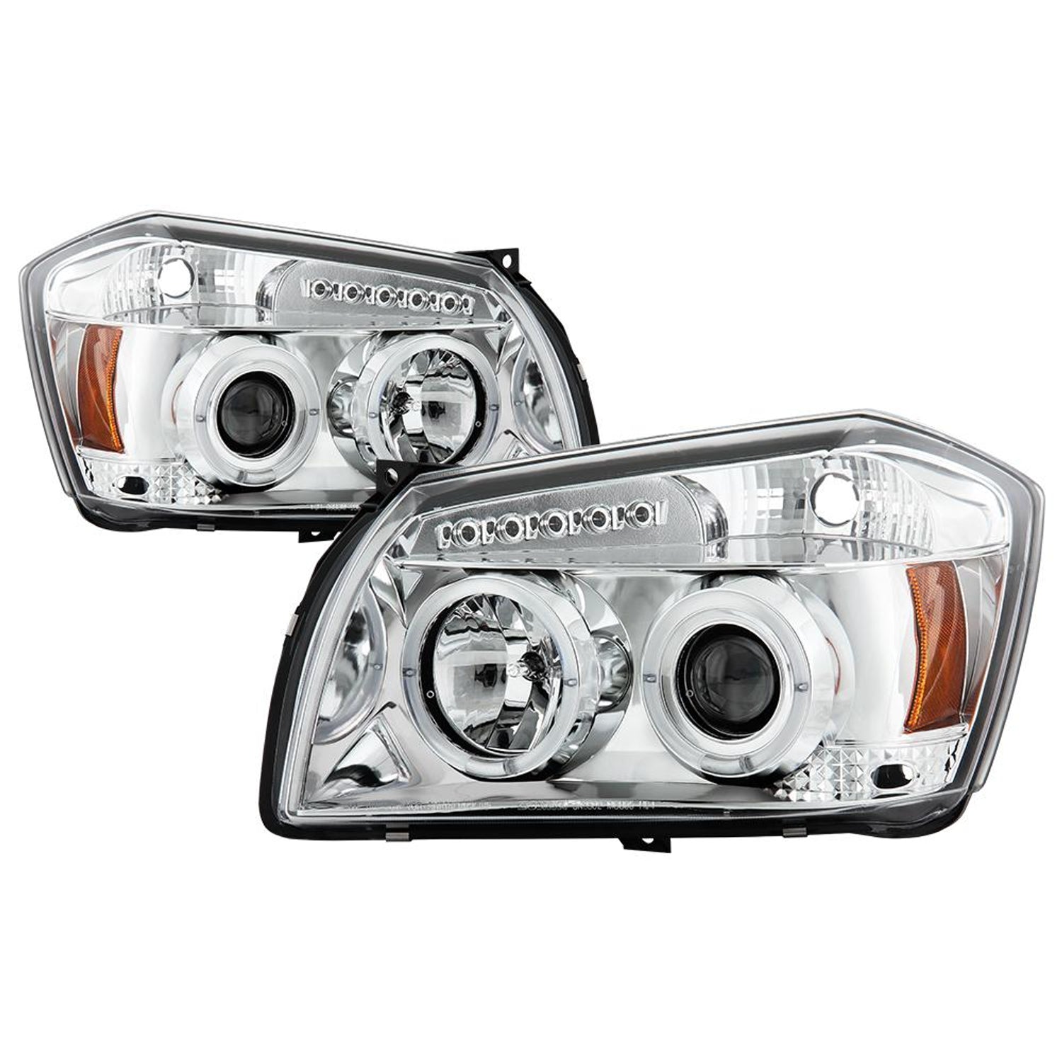 LED Halo Chrome Projector Headlights <br>05-07 Dodge Magnum