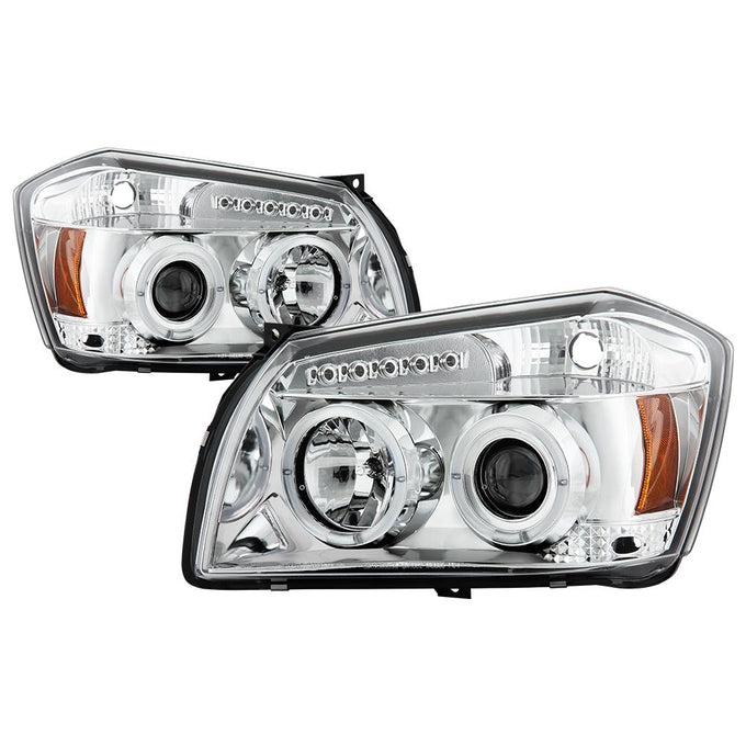 LED Halo Chrome Projector Headlights <br>05-07 Dodge Magnum
