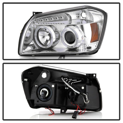 LED Halo Chrome Projector Headlights <br>05-07 Dodge Magnum