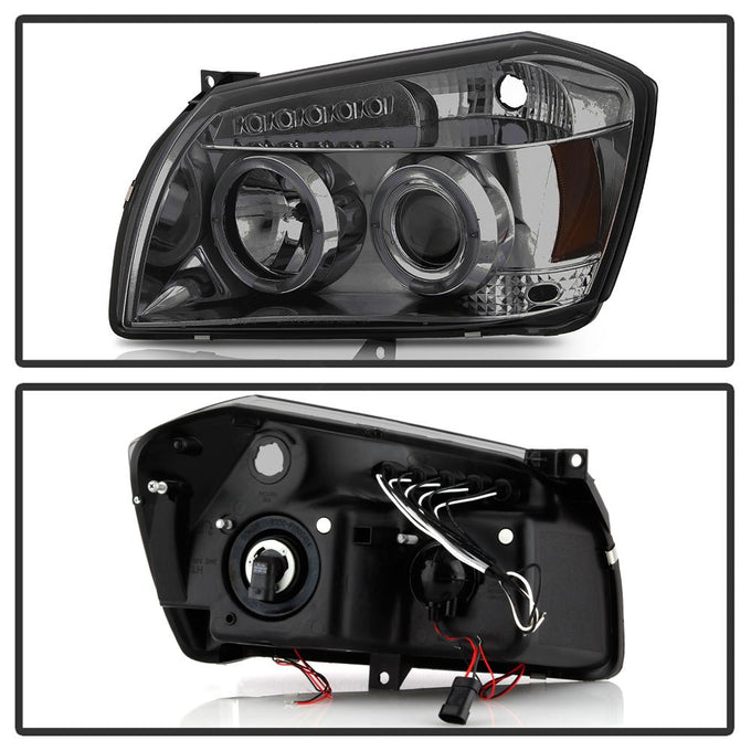 LED Halo Smoke Projector Headlights <br>05-07 Dodge Magnum