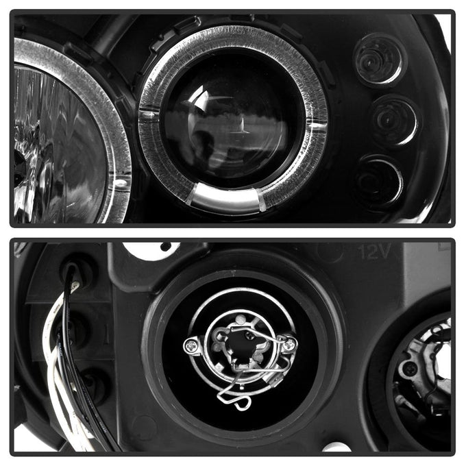 LED Halo Black Projector Headlights <br>00-02 Dodge Neon