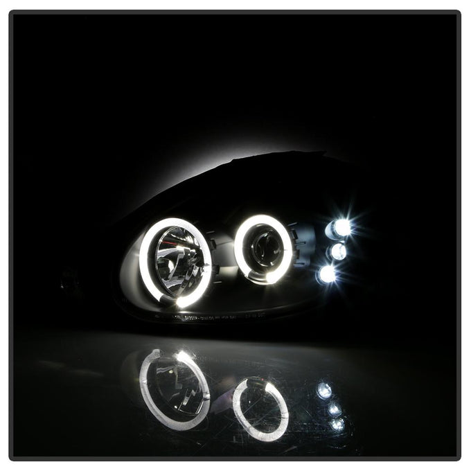 LED Halo Black Projector Headlights <br>00-02 Dodge Neon