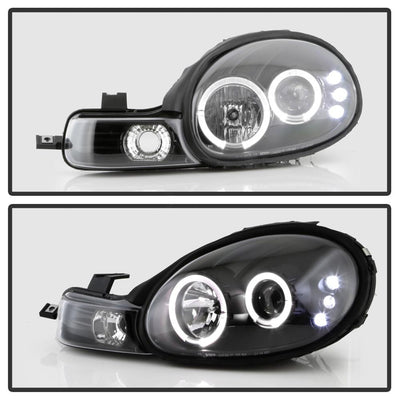 LED Halo Black Projector Headlights <br>00-02 Dodge Neon