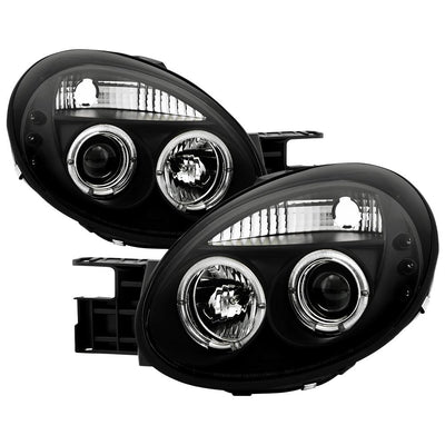 LED Halo Black Projector Headlights <br>03-05 Dodge Neon